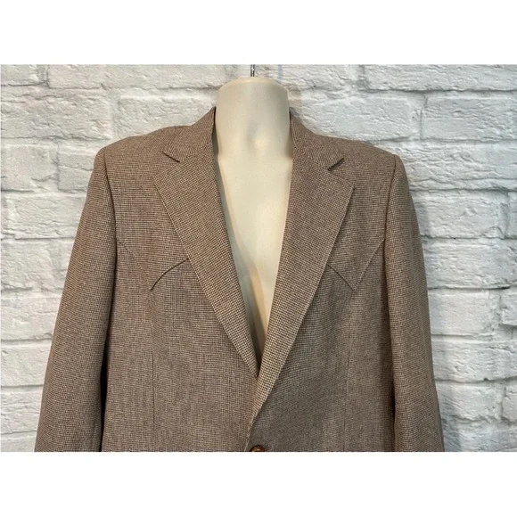 Vintage H BAR C Ranchwear Mens Western Brown Wool Plaid Elbow Patch Blazer Sz 44